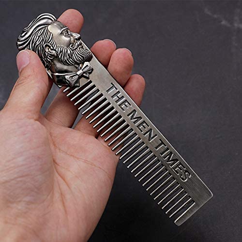 Delidge Cool Men Beard Shaping Template Stainless Steel Beard Comb Men Hair Beard Trim Tool - Image 1