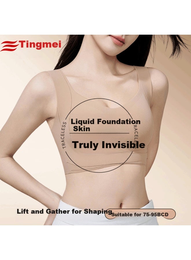 Gracewell Invisible Bra, Push-up, Lift, Anti-sagging, Seamless, Wireless, Vest-style Brassiere For Wome