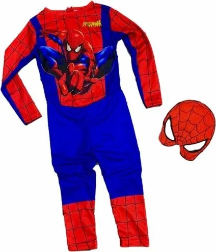 Masho Trend Red Blue Printed Spiderman Costume - Spiderman Costume + Spiderman Taso Throwing Gloves
