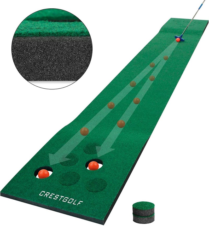 Crestgolf Mat Game Set Green Mat, Putting with 2 Adjustable Putters, 6 Golf Balls,12 Golf Hole Covers for Indoor&Outdoor Short Game Office Party Backyard Use - Image 4