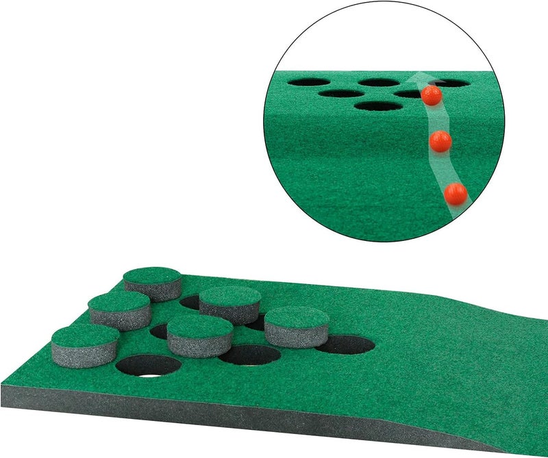 Crestgolf Mat Game Set Green Mat, Putting with 2 Adjustable Putters, 6 Golf Balls,12 Golf Hole Covers for Indoor&Outdoor Short Game Office Party Backyard Use - Image 5