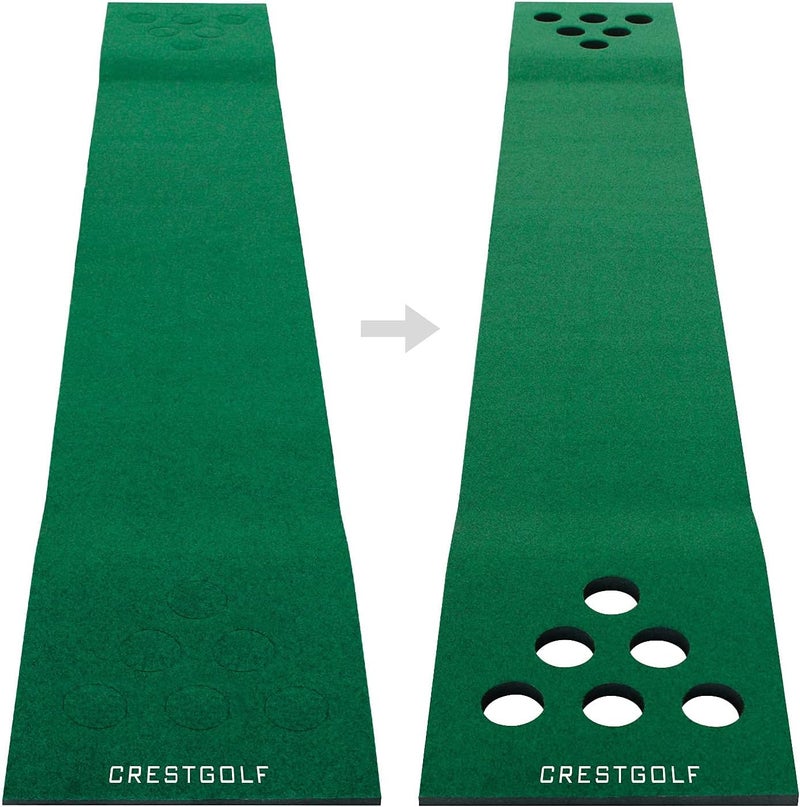 Crestgolf Mat Game Set Green Mat, Putting with 2 Adjustable Putters, 6 Golf Balls,12 Golf Hole Covers for Indoor&Outdoor Short Game Office Party Backyard Use - Image 3
