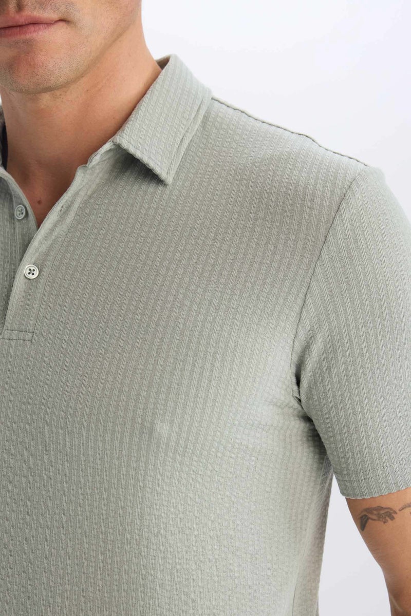 DeFacto Green Man Slim Fit Short Sleeve Polo T-Shirt Casual - Image 5