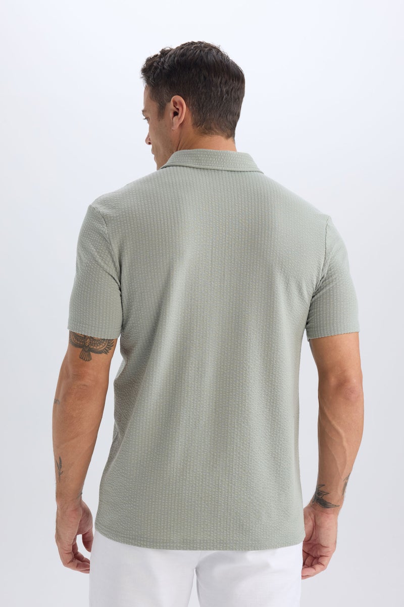 DeFacto Green Man Slim Fit Short Sleeve Polo T-Shirt Casual - Image 4