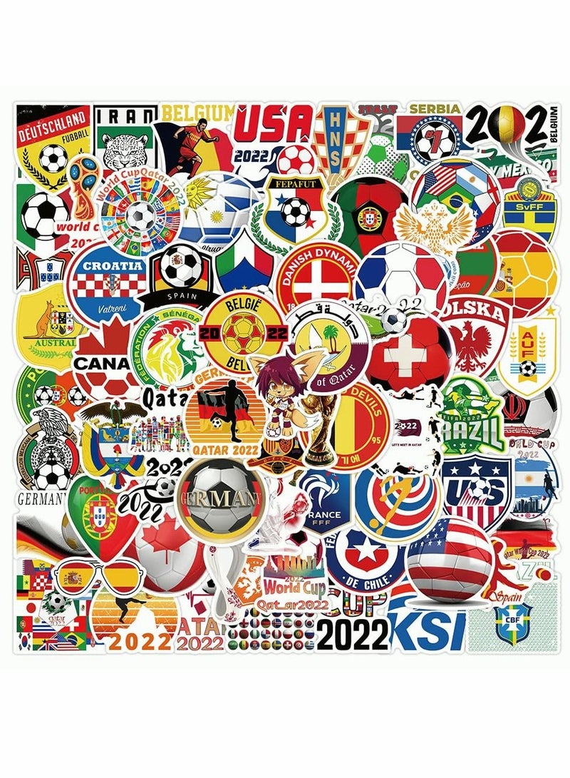 Excefore ملصقات كرة القدم لكأس العالم 2022 (100 قطعة) ملصقات كرة القدم للتخطيط، ملصقات فينيل مقاومة للماء لمحطات المياه، الأمتعة، حوافز التعليم - Image 2