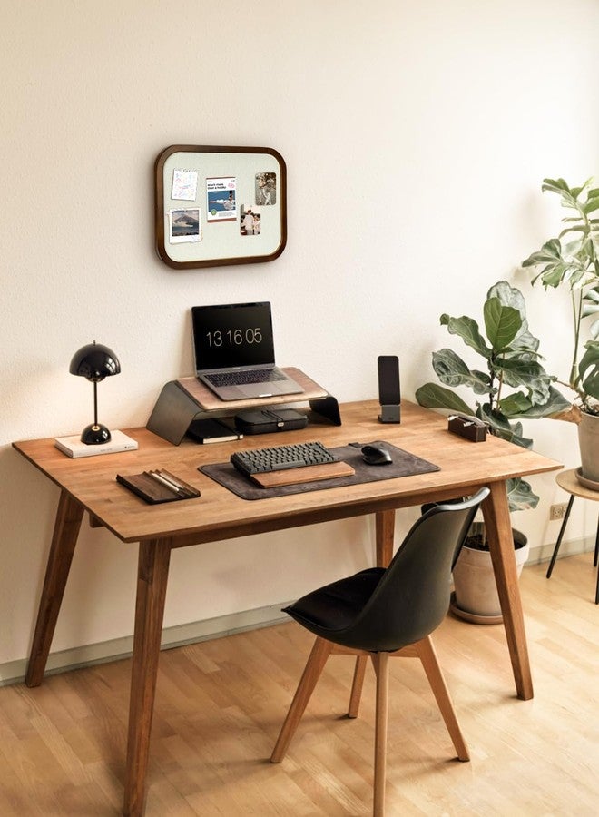 TORASO لوحة إعلانات من الكتان، لوحة دبابيس للجدران، لوحة إعلانات من القماش، لوحة دبابيس صغيرة مقاس 13 × 17 بوصة للمنزل والمطبخ والمكتب، لوحة فلين بإطار خشبي بني (BN-3343) - Image 5