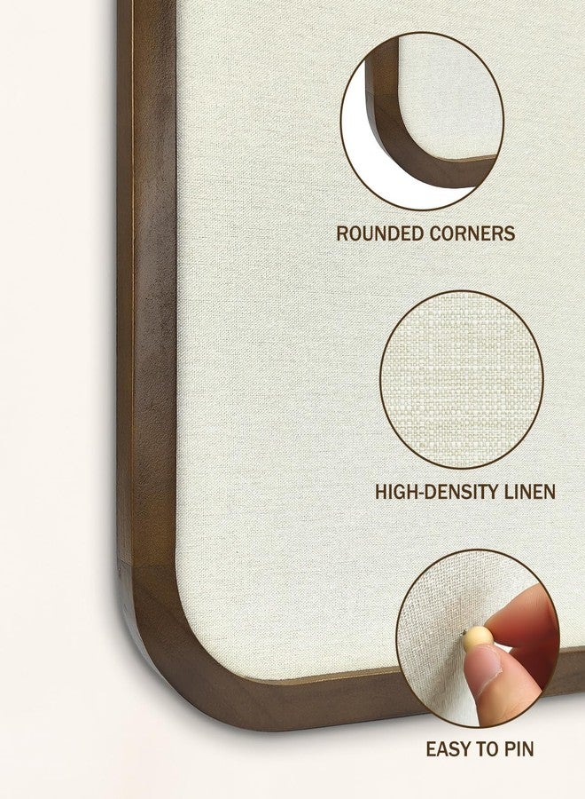 TORASO لوحة إعلانات من الكتان، لوحة دبابيس للجدران، لوحة إعلانات من القماش، لوحة دبابيس صغيرة مقاس 13 × 17 بوصة للمنزل والمطبخ والمكتب، لوحة فلين بإطار خشبي بني (BN-3343) - Image 3