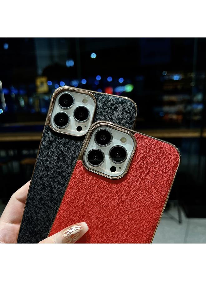 S-TOP Case For iPhone 13 Pro Max Genuine Leather Luolai Series Nano Electroplating Phone Case - Image 3