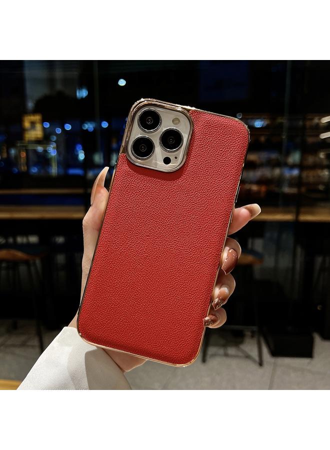 S-TOP Case For iPhone 13 Pro Max Genuine Leather Luolai Series Nano Electroplating Phone Case - Image 2