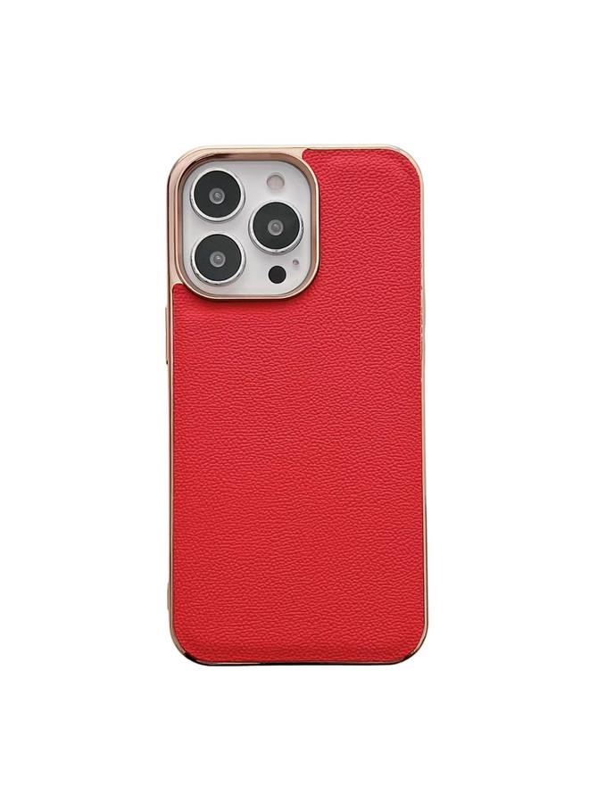 S-TOP Case For iPhone 13 Pro Max Genuine Leather Luolai Series Nano Electroplating Phone Case - Image 1