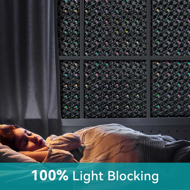 Windimiley Window Privacy Film  Stained Glass Window Film Heat Control UV  Frosted Rainbow Bathroom Decorative Film Diamond 3D Static Clings  Peel and Stick Window Tint for Home (Black 11.8x78.7inch) - Image 2