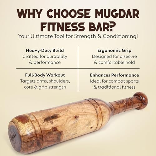 KNK MUGDAR FITNESS BAR INDIAN CLUB MUDGAR BHEEM MACE SHOULDER EQUIPMENT MEEL KARLA KATAI MUGDAL FITNESS DURABLE WOODEN EQUIPMENT 4 to 5 KG - Image 3