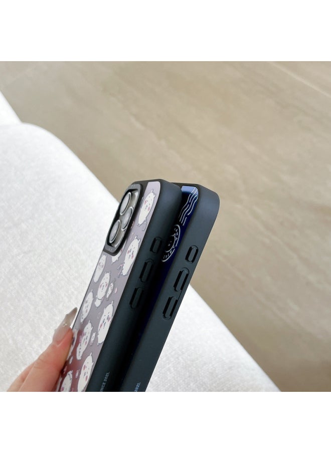Jiyka Wow Chiikawa For Apple For Iphone16ProMax Phone Case 15pro Set 13/14 Mirror-Color:Jiyikawa (usaqi Falls In Love) Side Black Frame Mirror-Applicable Models:For Iphone 16 Pro