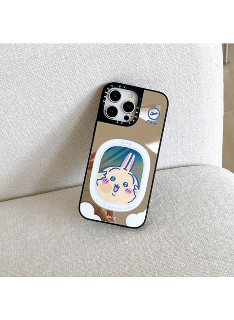 Jiyka Wow Chiikawa For Apple For Iphone16ProMax Phone Case 15pro Set 13/14 Mirror-Color:Jiyikawa (usaqi Falls In Love) Side Black Frame Mirror-Applicable Models:For Iphone 16 Pro