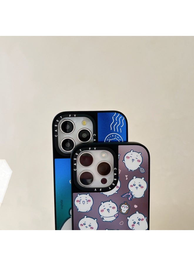 Jiyka Wow Chiikawa For Apple For Iphone16ProMax Phone Case 15pro Set 13/14 Mirror-Color:Jiyikawa (usaqi Falls In Love) Side Black Frame Mirror-Applicable Models:For Iphone 16 Pro