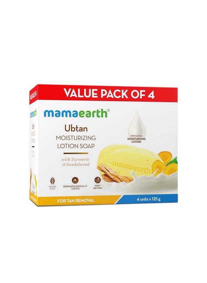 Mamaearth Ubtan Moisturizing Lotion Soap 125 G (Pack Of 4) | Removes Tan | Benefits Of Lotion In A Soap | Gently Exfoliates & Deeply Cleanses | Nourishes Dry Skin | Non Drying | Grade 1 Soap  - Image 1