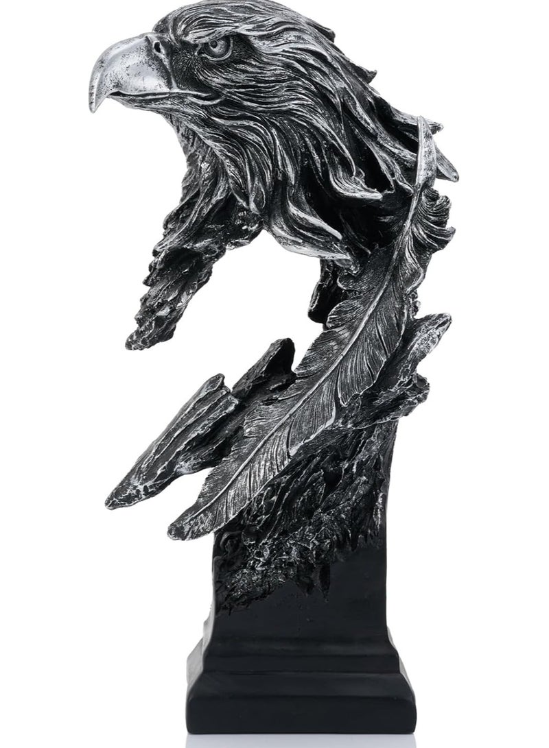 Home zone Resin Hawk Eagle Head Statue Sculpture Ornament Collectible Figurine Craft Furnishing for Home Décor(Silver)  - Image 1