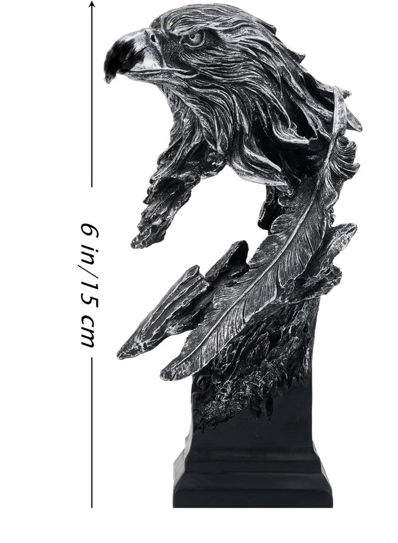 Home zone Resin Hawk Eagle Head Statue Sculpture Ornament Collectible Figurine Craft Furnishing for Home Décor(Silver)  - Image 4
