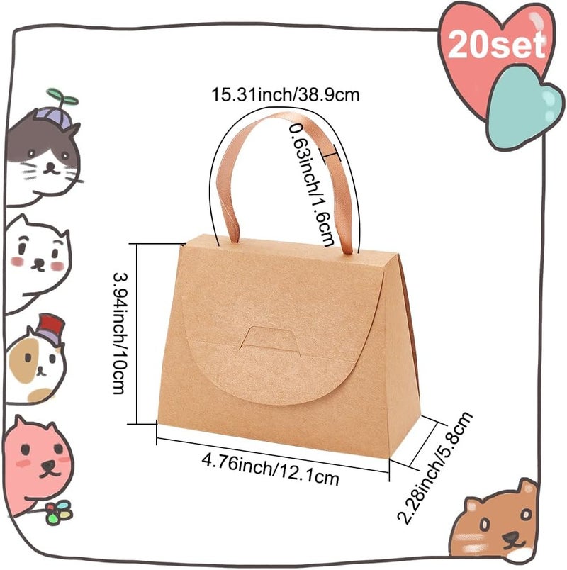 كلاراكو علبة هدايا كلاركو من 20 قطعة، مصنوعة من ورق كرافت قابل للطي، مع مقبض من الشريط، مناسبة لحفلات أعياد الميلاد وحفلات الزفاف والهالوين والكريسماس، بمقاس 4.76×2.28×3.94 بوصة - Image 2