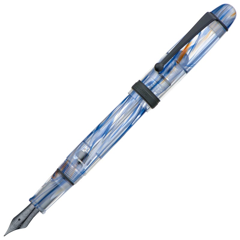 Asvine V126 Vacuum Filling Fountain Pen Matte Black Fine Point, Blue Swirl Acrylic Pen Gift Case - Image 3