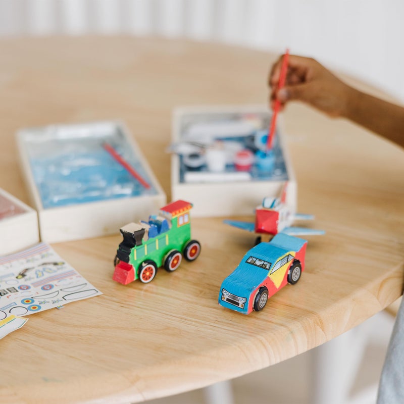 Melissa & Doug Decorate-Your-Own Wooden Craft Kits Set - Plane, Train, and Race Car - Image 2