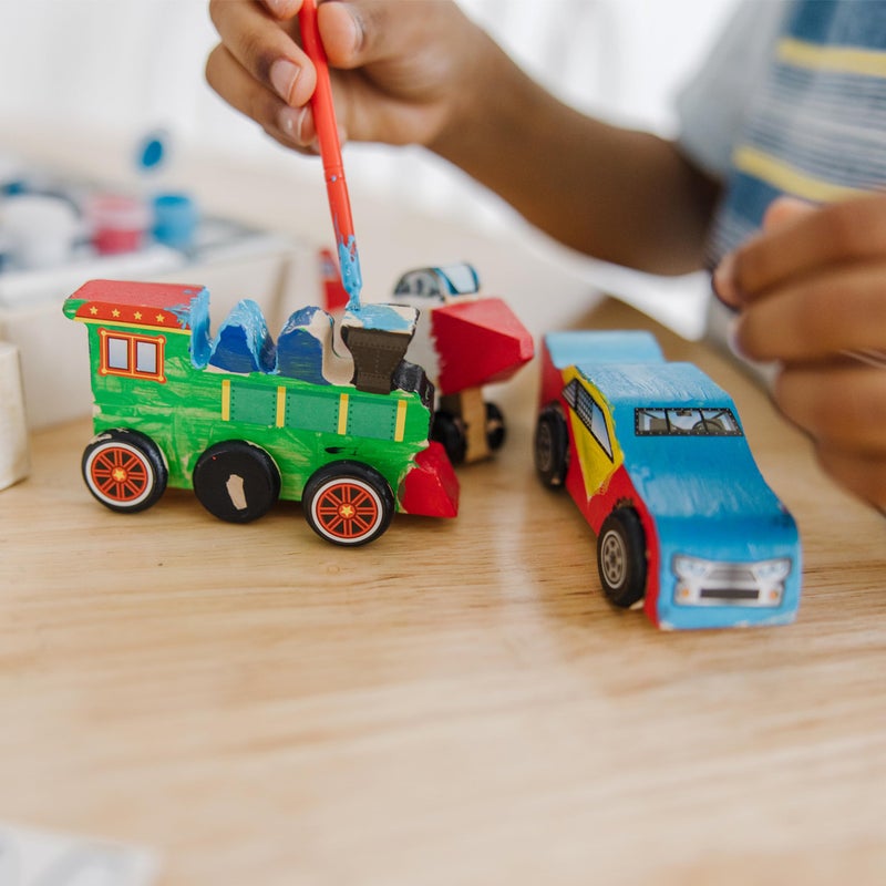 Melissa & Doug Decorate-Your-Own Wooden Craft Kits Set - Plane, Train, and Race Car - Image 5