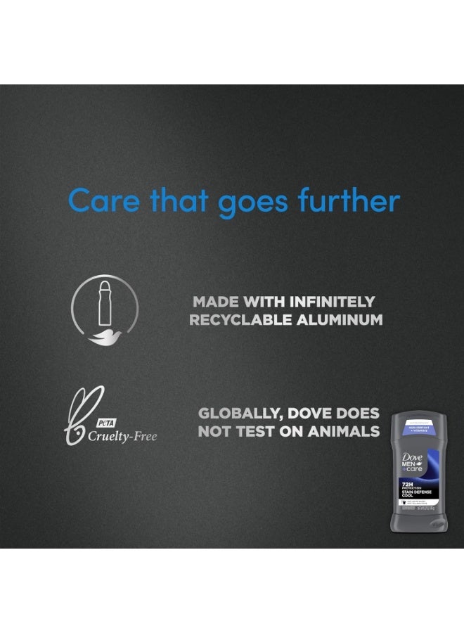 Dove Dove Men+Care Deodorant Stick 4 Count Stain Defense Cool for Men, Anti-white Marks & Anti-yellow Stains with 72-hour Sweat and Odor Protection 2.7 oz - Image 2