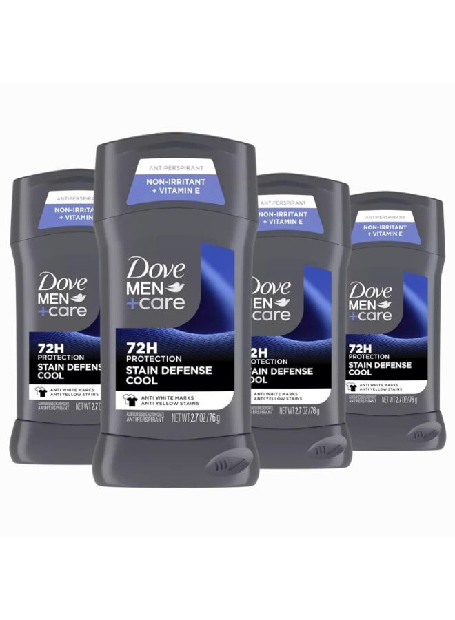 Dove Dove Men+Care Deodorant Stick 4 Count Stain Defense Cool for Men, Anti-white Marks & Anti-yellow Stains with 72-hour Sweat and Odor Protection 2.7 oz - Image 1