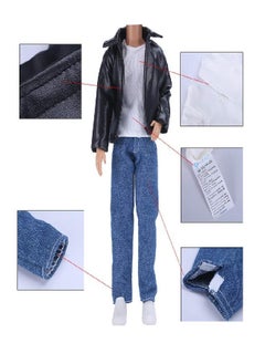 E-TING E-TING 10-Item Fantastic Pack = 5 Sets Fashion Casual Wear Clothes Outfit with 5 Pair Shoes for boy Doll Random Style (Leather Jacket + Casual Wear Clothes + Swimwear)  - Image 5
