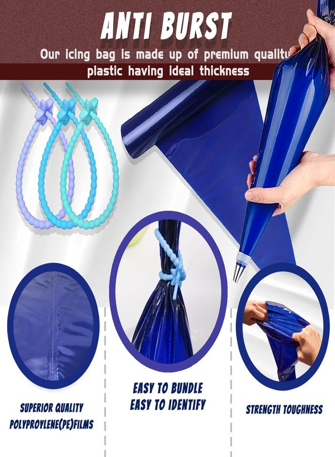 Joyeee 21 inch Large Icing Piping Bags for Frosting, with 6 Pcs Seal Reusable Icing Bag Ties, 50 Pcs Extra Thick Big Disposable Pastry Bags for Bakery, Party Dessert, Birthday Cake Decorating - Image 3