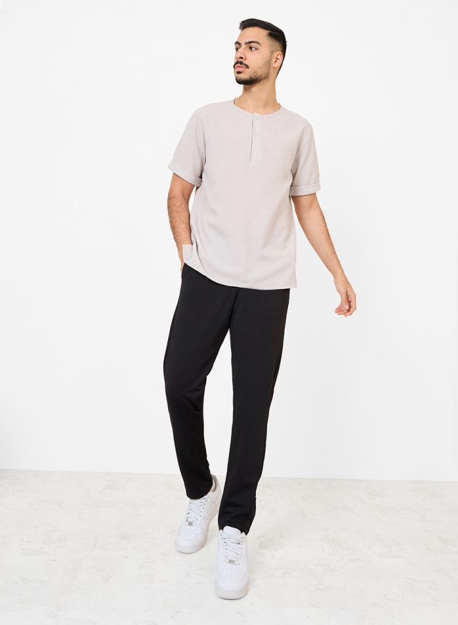 Styli Cross Dyed Half Placket Regular Shirt  - Image 2