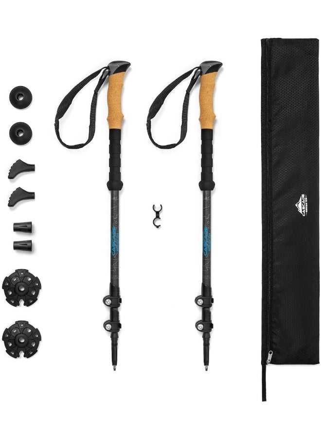 Cascade Mountain Tech Cascade Mountain Tech Trekking Poles - Carbon Fiber Walking or Hiking Sticks with Quick Adjustable Locks  - Image 1