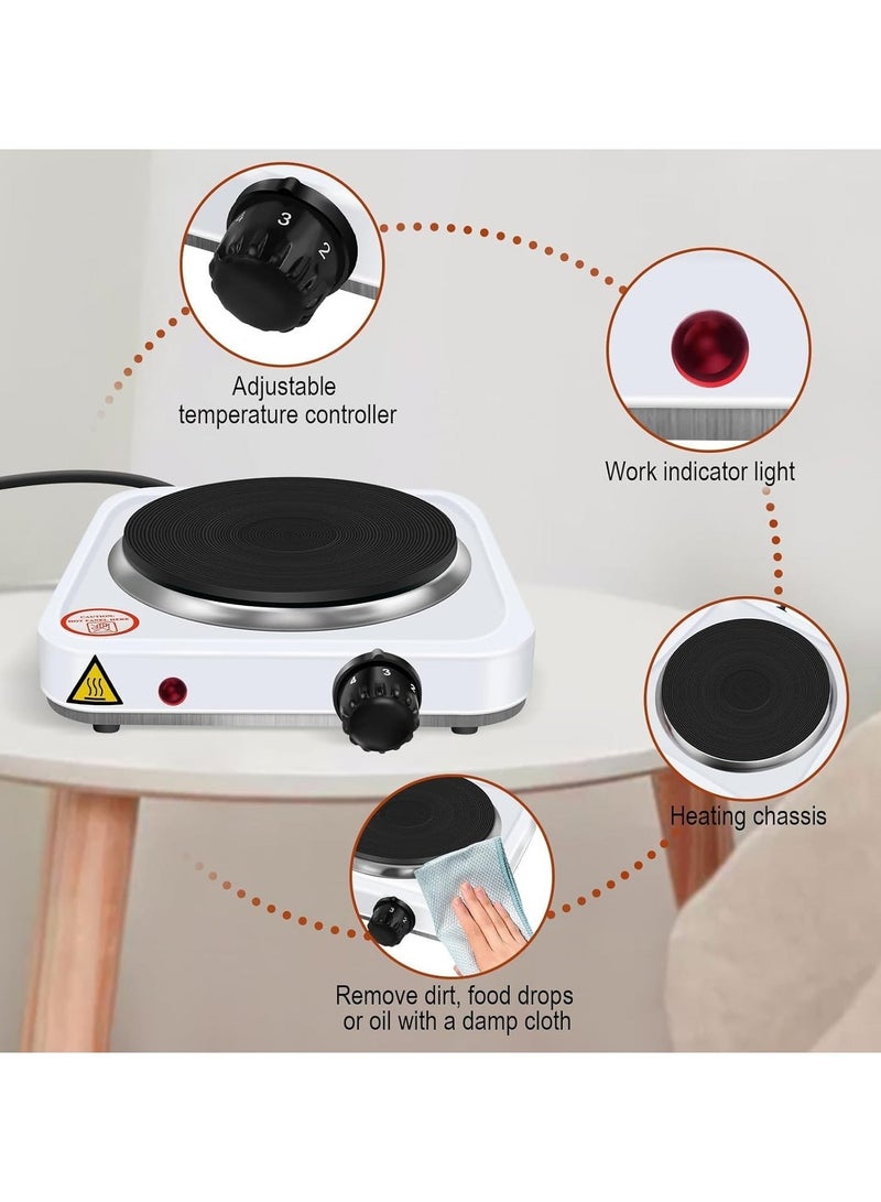 Ruay 1000W single electric hob with 5 heat settings, fast heating, cast iron surface, non-slip feet, compact design, easy to clean, ideal for home, office, or travel use. - Image 5