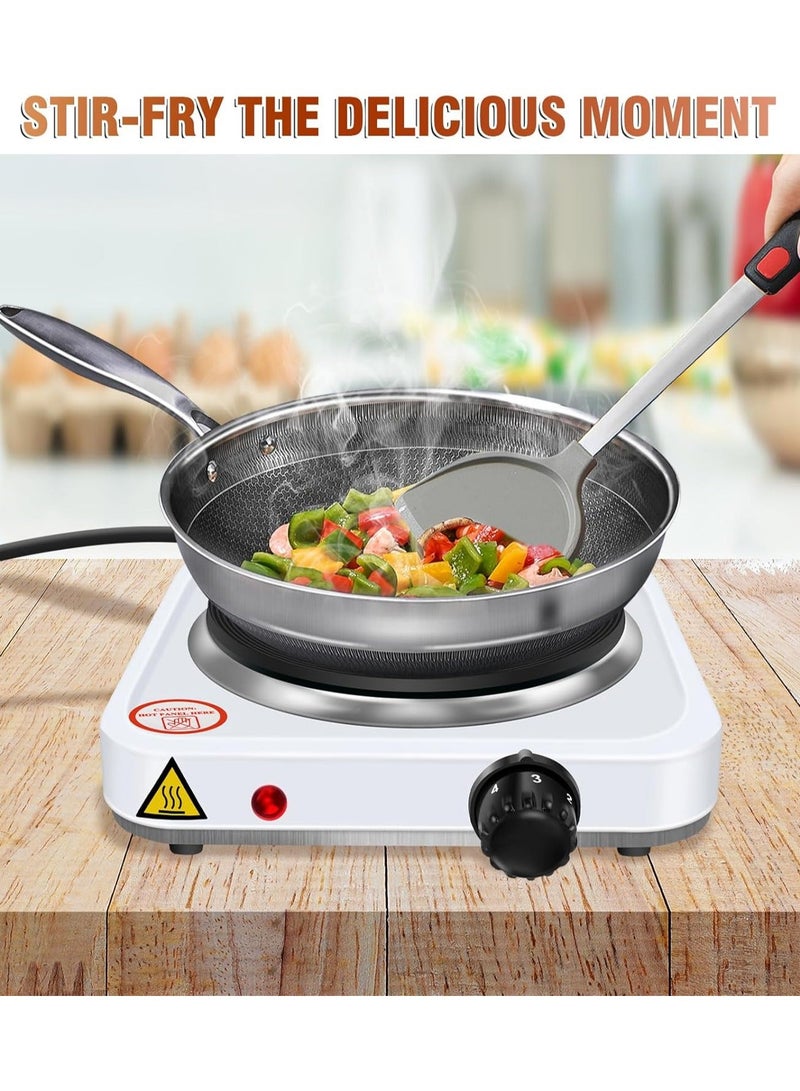 Ruay 1000W single electric hob with 5 heat settings, fast heating, cast iron surface, non-slip feet, compact design, easy to clean, ideal for home, office, or travel use. - Image 4
