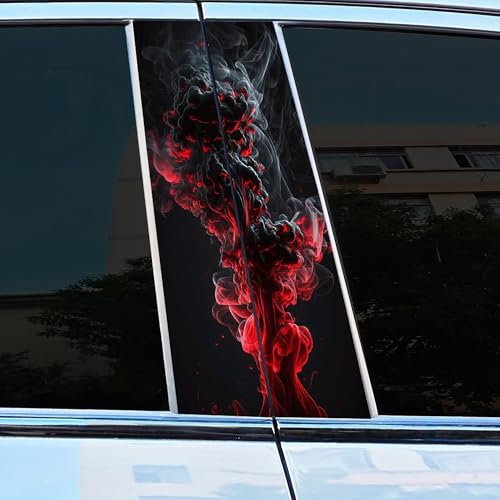 AuMoHall 2 PCS Cloud Pattern Car Center Pillar Stickers Personalized B Pillar Sticker Car Vinyl Decals for Vehicle Exterior Decoration Red - Image 1