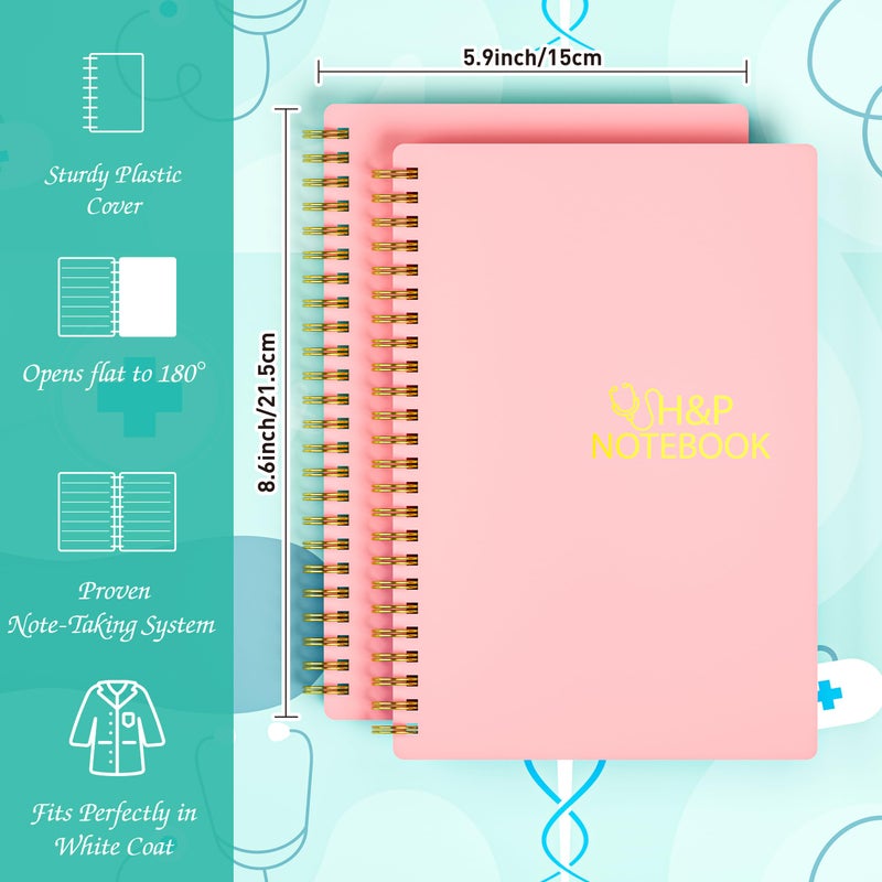 snootion H&P Notebook - Medical History and Physical Notebook for Medical Professionals and Students, Inclusive Medical Terminology, Fits in White Coat, 100gsm Thick Paper, A5(5.9 x 8.6 inches) (Pink) - Image 2