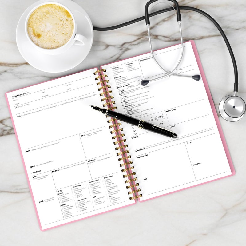 snootion H&P Notebook - Medical History and Physical Notebook for Medical Professionals and Students, Inclusive Medical Terminology, Fits in White Coat, 100gsm Thick Paper, A5(5.9 x 8.6 inches) (Pink) - Image 5