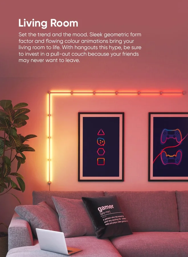 Nanoleaf Lines Smart Light Expansion Kit - 3 Pack - Smart WiFi LED Light System w/ Music Visualizer, Instant Wall Decoration, Home or Office Use, 16M+ Colors, Low Energy Consumption | Gaming Lights