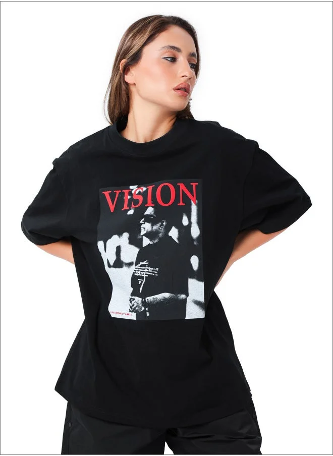 فريق تنجيم TANJIM SQUAD - VISION WOMENS T-SHIRT BLACK