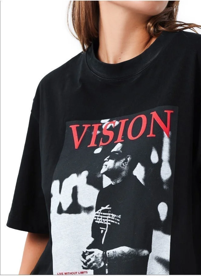 تنجيم سكواد تانجيم سكواد - تي شيرت فيجن نسائي أسود