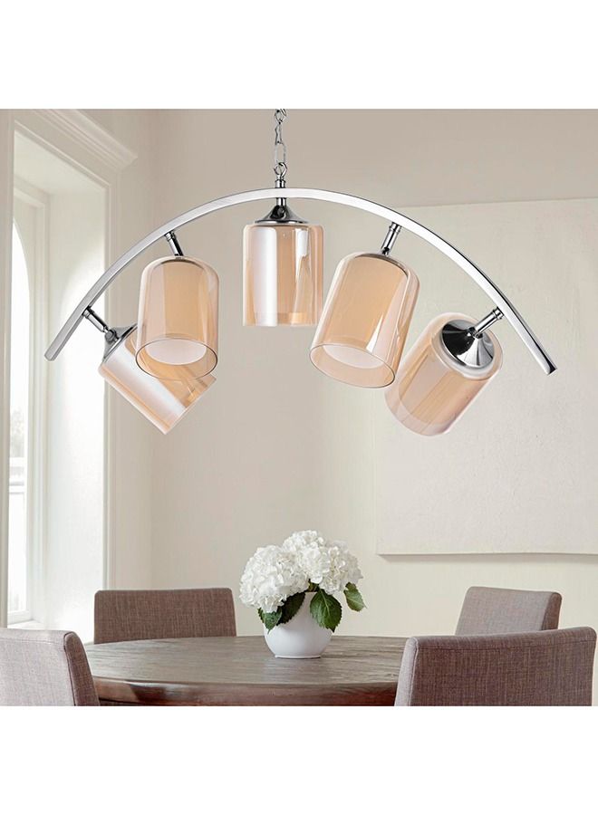 الروضة للإضاءة نجفة ايميليا ستانلس 5 لمبة | حديث ديكور LED E27 معلقة مصباح سقف اضاءة داخلية مصباح معلق دلاية سقف مودرن نجفة | مناسبة لأي غرفة | | اللون: كروم | المقاس: 54x80 سم - Image 4