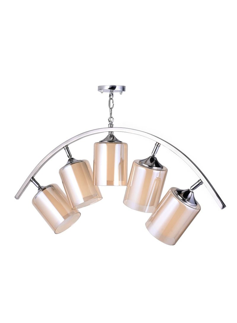 الروضة للإضاءة نجفة ايميليا ستانلس 5 لمبة | حديث ديكور LED E27 معلقة مصباح سقف اضاءة داخلية مصباح معلق دلاية سقف مودرن نجفة | مناسبة لأي غرفة | | اللون: كروم | المقاس: 54x80 سم - Image 3