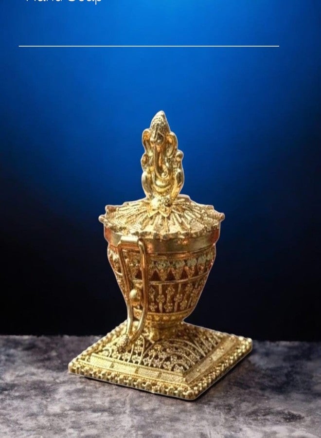 Denique Brass Sindoor Box Gold Plated Sidoor Box Ganesha Idol sindoor box/Wedding Gift/Pooja Accessory/Kumkum box(Square Stand Ganesh SindurDani) - Image 4
