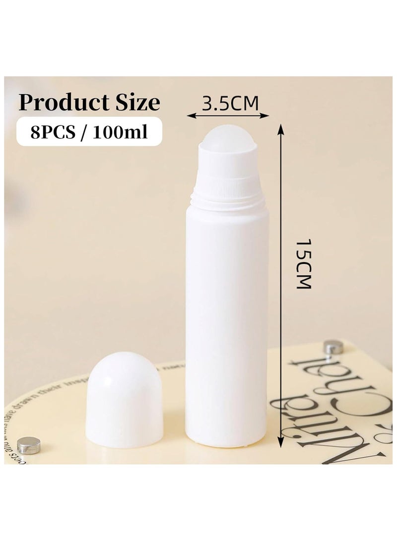 Plastic Refillable Roller, 8 Pack 100ml Empty Refillable Roll On Bottle, Leak-Proof Deodorant Containers, Anti-perspirant Dispenser, for Essential Oil Perfumes Balms - Image 2
