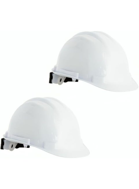 Royal Apex Adjustable Polyethylene 6-Point Industrial Safety Helmet - Protective Construction Work Cap For Industrial And Structural Workers (Pack Of 2 White Helmet)