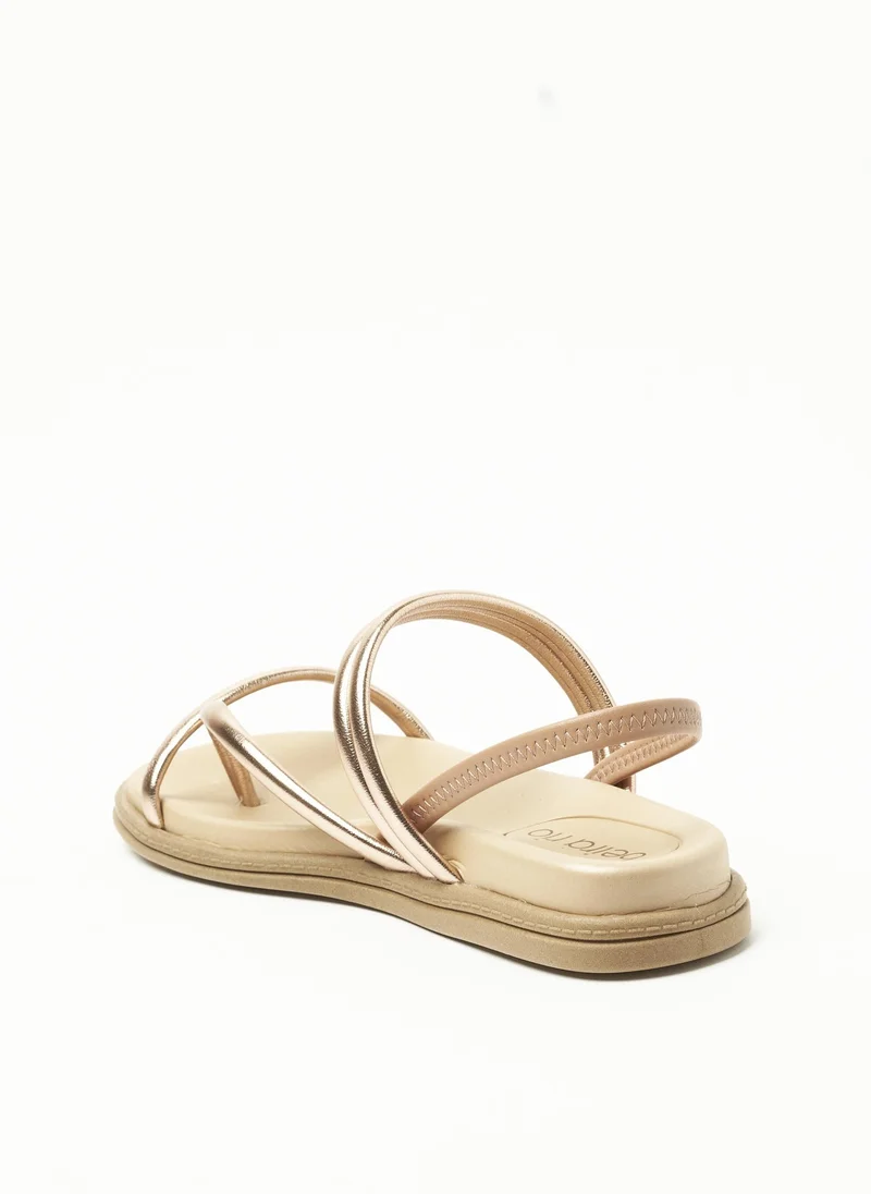 Beira Rio  BEIRA RIO Sandals with Back strap for Ladies – GOLD PINK Sandals with Sling Back | Comfortable PU Upper & TPR Sole for Women | Best Price UAE