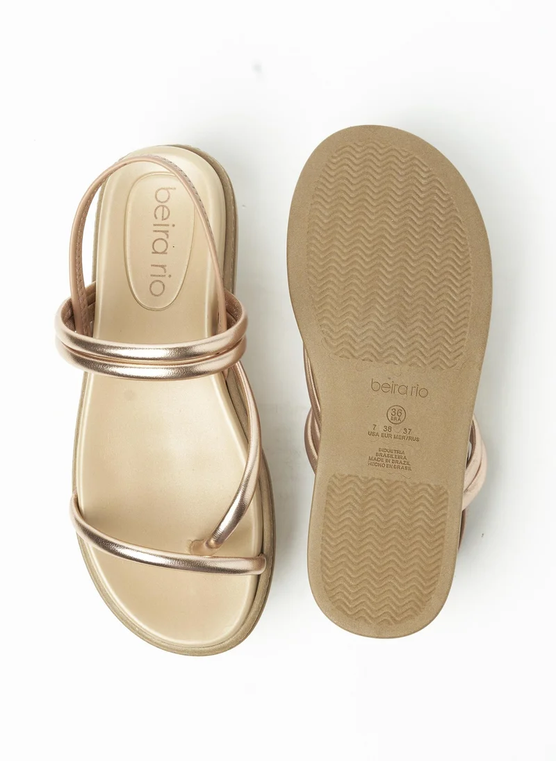 Beira Rio  BEIRA RIO Sandals with Back strap for Ladies – GOLD PINK Sandals with Sling Back | Comfortable PU Upper & TPR Sole for Women | Best Price UAE