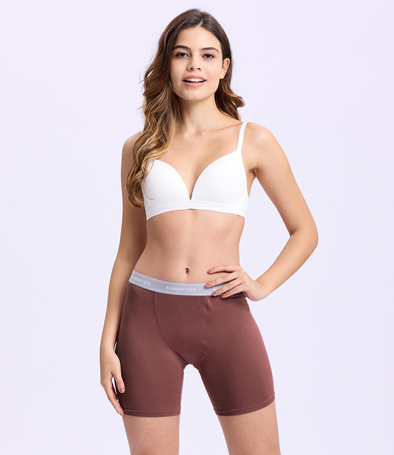 BAMBOO COOL Womens Boxer Briefs Boy Shorts Soft Stretch Panties for Women, 5-Pack - Image 2