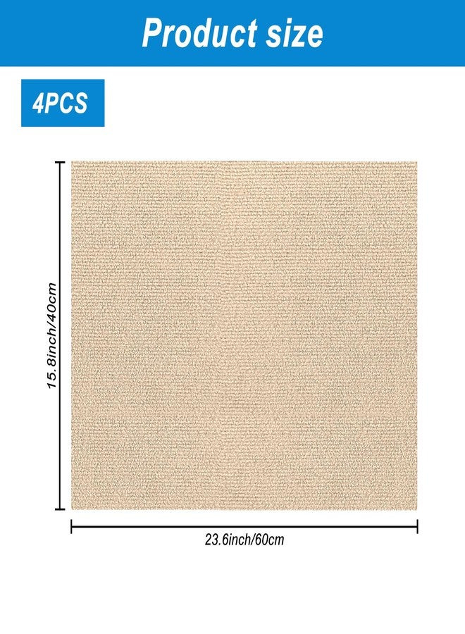 Hlimior 4 Pack Cat Scratch Mats 24”x16”, Self-Adhesive Trimmable Cat Scratching Post Carpet Cat Floor Scratching Pad Rug Cat Tree Replacement Parts Mat Cat Scratcher for Step Couch Furniture Protector(Beige) - Image 2