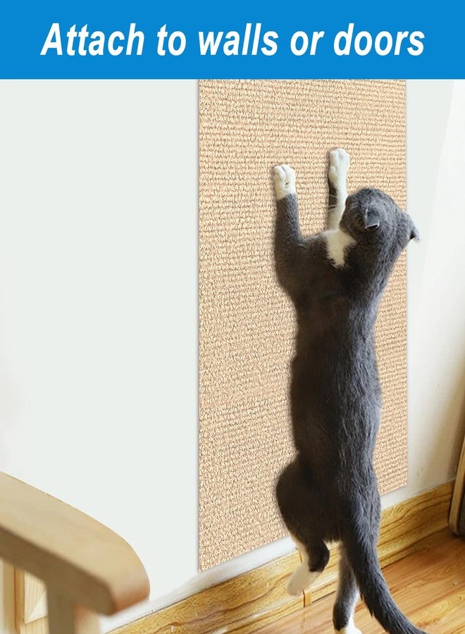 Hlimior 4 Pack Cat Scratch Mats 24”x16”, Self-Adhesive Trimmable Cat Scratching Post Carpet Cat Floor Scratching Pad Rug Cat Tree Replacement Parts Mat Cat Scratcher for Step Couch Furniture Protector(Beige) - Image 5
